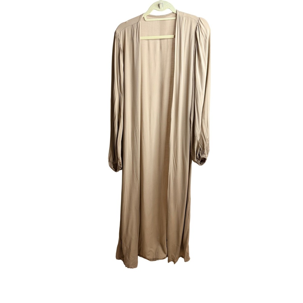 Andzela Italy 4Piece Set Duster Palazzo Pants Bandeau Headwrap Tan Viscose NEW M - Picture 3 of 11